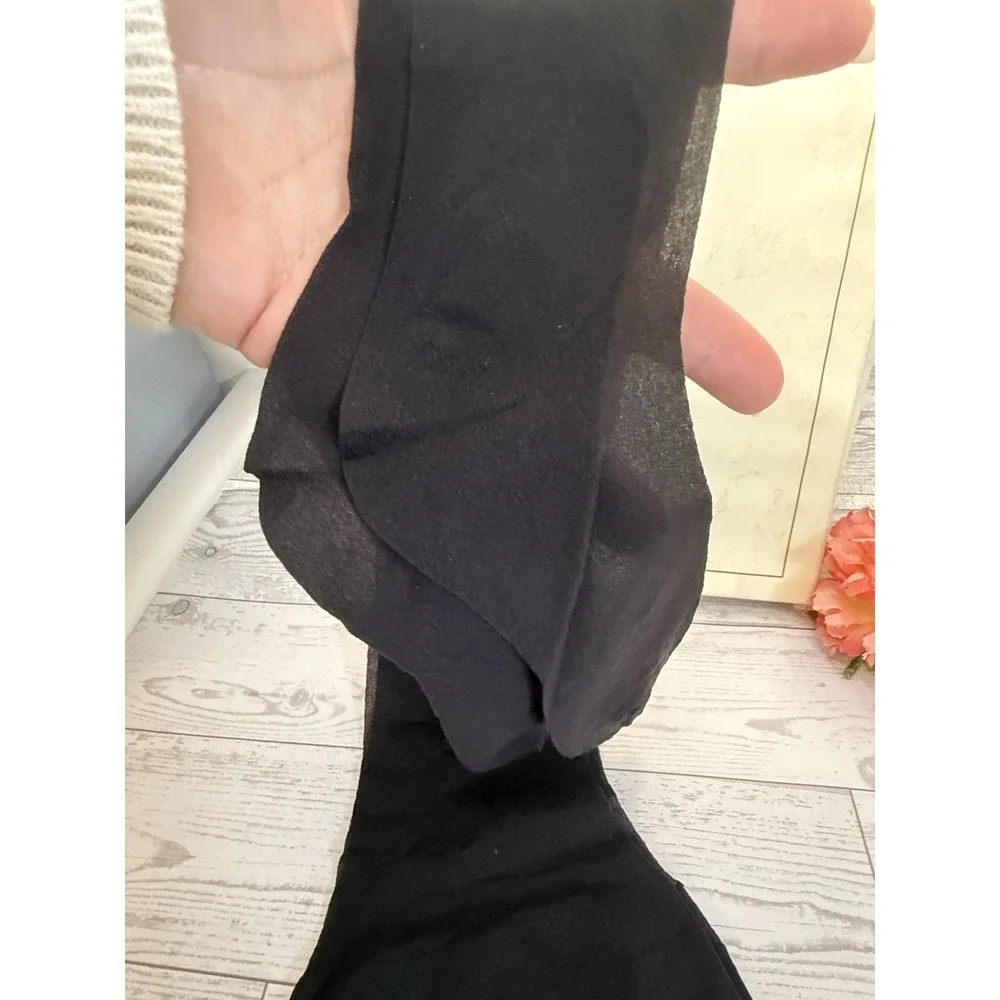 Victoria's Secret Hosiery Stretch Cantrece‎ Stockings 2 Crème 1 Black Sz Med NIB